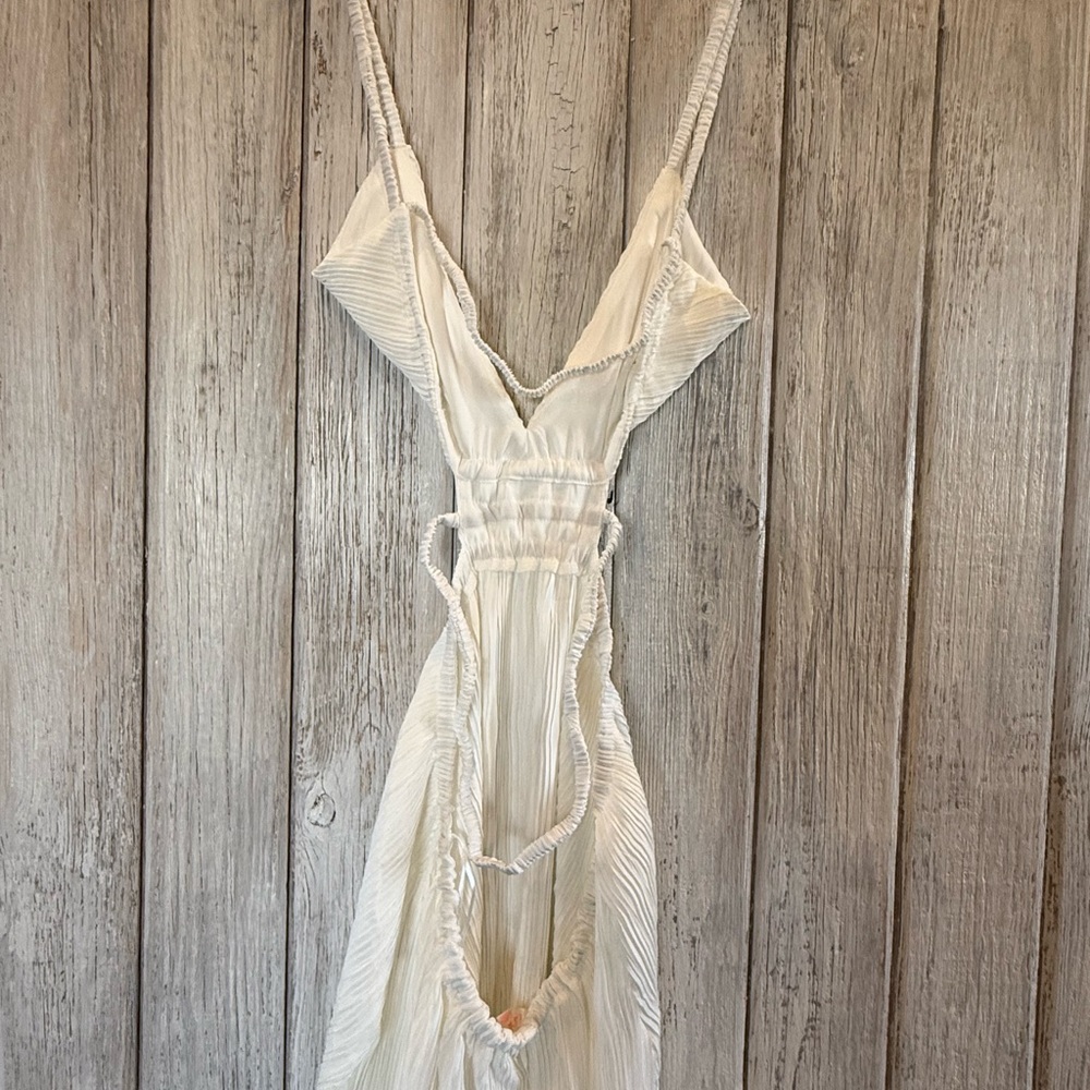 Women’s White V-Neck Maxi Dress with Straps - Picture 8 of 9
